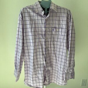 Wrangler George Straight Cowboy Cut XL Men Purple‎ Check Embroidered Logo Shirt
